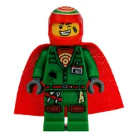 Douglas Elton / El Fuego, Green Outfit with Red Helmet and Cape