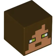 Minifig Head Special, Cube with Pixelated Medium Nougat Face, Lime Eyes Print