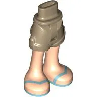 Minidoll Hips and Shorts with Light Nougat Legs, Bright Light Blue Sandals print