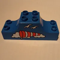 Duplo Brick 2 x 6 x 2 with Curved Ends with Wind-sock Print