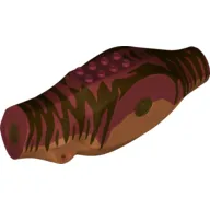 Animal Body Part, Dinosaur, Tyrannosaurus Rex Body with Dark Red Top with Dark Brown Stripes Print