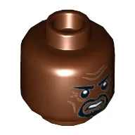 Minifig Head Aaron Cash, Dual Sided, Eyebrows, Goatee, Firm Grin / Tense Print [Hollow Stud]