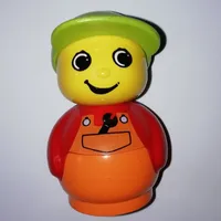 Primo Figure Boy with Orange Base, Orange Dungarees with Wrench, Medium Lime Cap