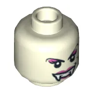 Minifig Head Lady Vampyre, Dual Sided, Fangs, Black Eyes, Arched Eyebrows, Mouth Closed / Mouth Open Print [Hollow Stud]