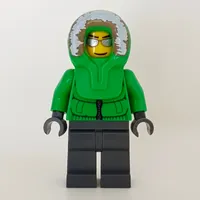 Man, Green Jacket, Dark Bluish Gray Legs, Hood, Silver Sunglasses