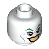 Minifig Head Joker, Green Eyebrows, Red Lips, Wide Smile / Disgusted Print