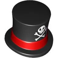 Top Hat with White Skull&Bones, Red Band print
