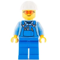Worker - Medium Blue Torso, Blue Overall, Orange Glasses, White Helmet