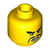 Minifig Head Shark Army / Crusty / Mike, Angry Eyebrows, Long mustache Fu Manchu Print