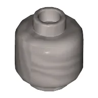 Minifig Head Royal Guard / Soldier, Balaclava, Orange Face, Dark Red Eyebrows and Cheek Lines, Smiling / Open Mouth Scowl Print