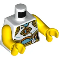 Torso Armor with Gold Trim, Medium Azure Belly, Crescent Moon Emblem Print, Yellow Arms and Hands