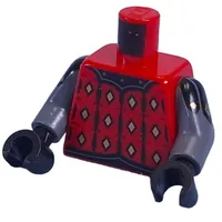 Torso, Black/Gold Armor print, Dark Bluish Gray Arms, Black Hands