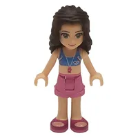 Emma - Medium Blue Crop Top, Dark Pink Shorts