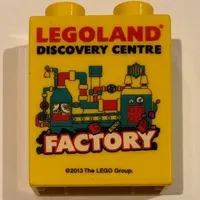 Duplo Brick 1 x 2 x 2, 'LEGOLAND DISCOVERY CENTRE FACTORY' Print - 2013