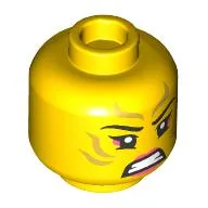 Minifig Head Sora, Coral Eyeshadow and Lips, Gold Markings, Golden Eyes / Angry Grin print
