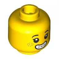 Minifig Head Drea Brickle, Black Eyebrows, Freckles, Smile with Braces / Frown