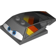 Wedge Curved 6 x 4 x 1 1/3 with 4 x 4 Base with Blue Eyes, Windows and Black, Red and Yellow Print (Max Schnell)