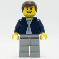 Man, Open Dark Blue Jacket, Light Bluish Gray Legs, Reddish Brown Hair