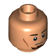 Minifig Head Kanan Jarrus, Dark Brown Eyebrows, Goatee, Cheek Lines, Smile / Neutral Print