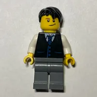 Man, Black Vest and Tie, Dark Bluish Gray Legs, Black Hair