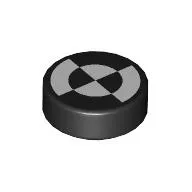 Tile Round 1 x 1 with White Quarter Circles print