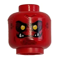 Minifig Head Crust Smasher, Dual Sided, Eyebrows, Fangs, Yellow Eyes Print [Hollow Stud]