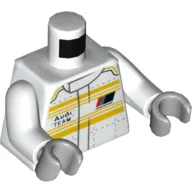 Torso Racing Jacket, Yellow Stripes, 'Audi Team' Print, White Arms, Light Bluish Gray Hands