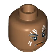 Minifig Head Valkyrie, Eyebrows, White Tattoos on Forehead and Cheeks Print