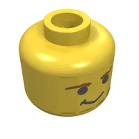 Minifig Head Han Solo, Smirk and Brown Eyebrows Print [Blocked Open Stud]