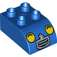 Duplo Brick 2 x 3 with Curved Top with Car Grill, Headlights Print