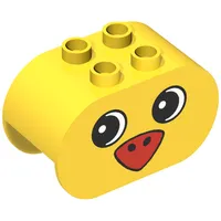 Duplo Brick 2 x 4 x 2 Rounded Ends with Bird Face Print
