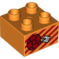 Duplo Brick 2 x 2 with Present with Red Bow and White Gift Tag on Red Striped Gift Paper Print