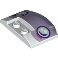 Slope Curved 3 x 4 x 2/3 Triple Curved with 2 Sunk Studs and Lavender Background, Purple Faces/Smilies