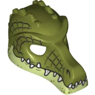 Mask Crocodile with Teeth, Yellowish Green Lower Jaw and Black Scale Lines Print