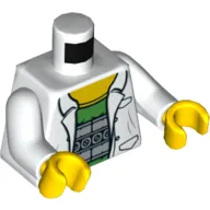 Torso Lab Coat with Pockets over Bright Green Shirt Print (Doc Ock), White Arms, Yellow Hands