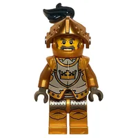 Knight, Gold, Armor, Helmet with Visor and Dark Blue Plume