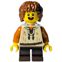 Elf, Tan Torso, Dark Brown Legs, Reddish Brown Hair, Neckbracket