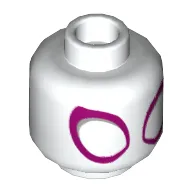 Minifig Head Ghost Spider (Spider-Man), Large White Eyes with Magenta and Silver Outline Print