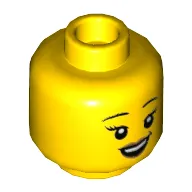Minifig Head Athlete, Eyebrows, Peach Lips, Smile Showing Teeth / Open Mouth with Sweat Drop Print
