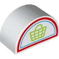 Duplo Brick 2 x 4 x 2 Curved Top with Lime Shopping Bag print