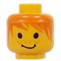 Minifig Head BB, Messy Orange Hair, Smile Print [Blocked Open Stud]