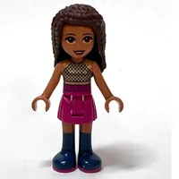 Andrea - Black/Gold Top, Magenta Skirt