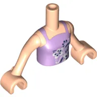 Minidoll Torso Girl with Lavender Top with Flower Design Print, Light Nougat Arms and Hands