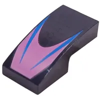 Slope Curved 2 x 1 No Studs with Blue Lines on Dark Pink Background print