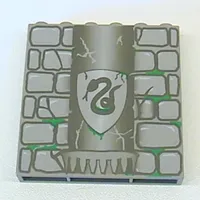 Brick 1 x 6 x 5 with Stone and Slytherin Snake Print