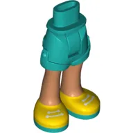 Minidoll Hips and Shorts with Nougat Legs and Yellow Shoes, White Laces, Dark Turquoise Soles print Shoes