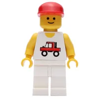 Man, White Vest with Truck, White Legs, Red Cap
