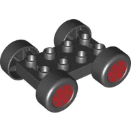 Duplo Car Base, 2 x 4 with Black Tires and Red Hubs Print
