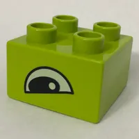 Duplo Brick 2 x 2 with Eye, Crocodile Slanted Print, on Two Sides