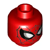 Minifig Head Spider-Man, Black Webbing, White Eyes with Silver Lines print